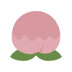 かわいい桃の葉っぱ付きのイラスト
