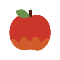フレッシュな葉っぱと枝付きのりんごのイラスト