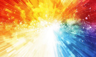 Abstract rainbow burst on white