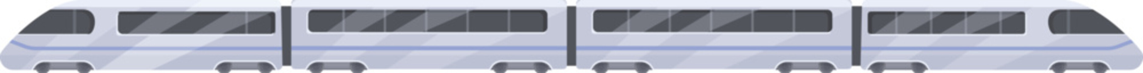 Modern high speed train with passenger cars moving on railroad, travel and transportation concept, isolated on white background © nsit0108