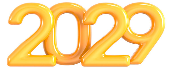 Yellow Number 2029 3D Render