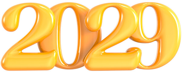 Yellow Number 2029 3D Rendering