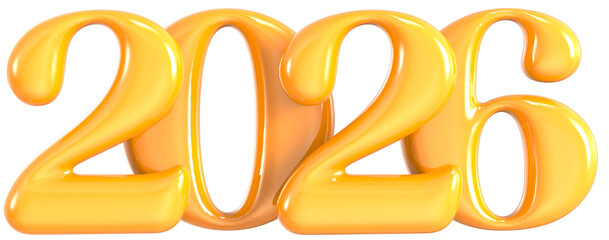 Yellow Number 2026 3D Rendering