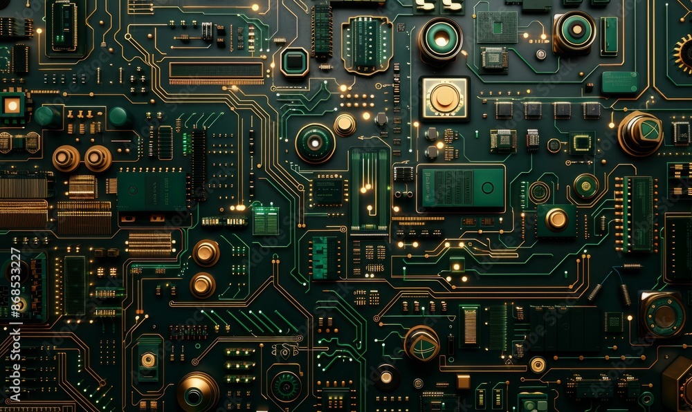 Poster digital circuit board pattern in green