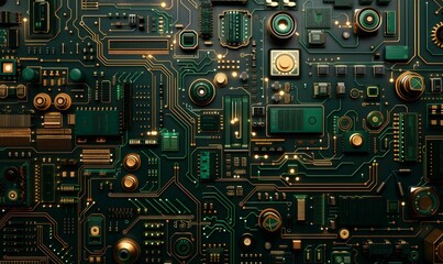 Fototapeta premium Digital circuit board pattern in green