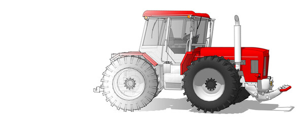 tractor graphic sketch 3d illustration	
