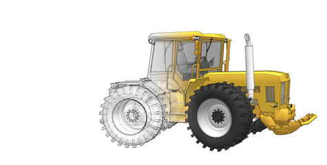 Fototapeta premium tractor graphic sketch 3d illustration 