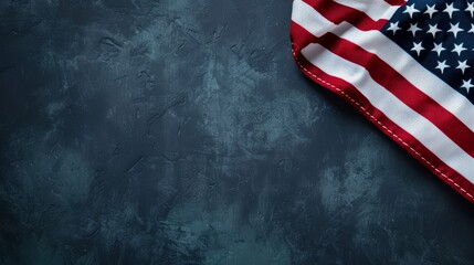American flag with a dark, moody background, ample text space on top, perfect for celebrating Labor Day with a patriotic touch, minimalistic lighting