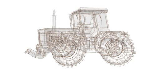 tractor graphic sketch 3d illustration	
