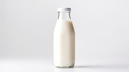 Isolated white background with a milk bottle