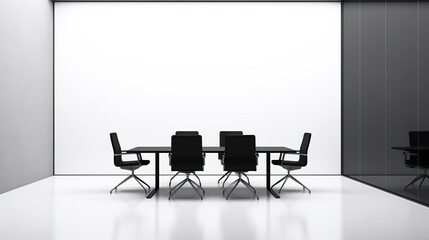 Office meeting room with a black wall, isolated against a white background