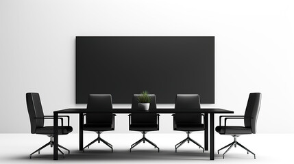 Office meeting room with a black wall, isolated against a white background