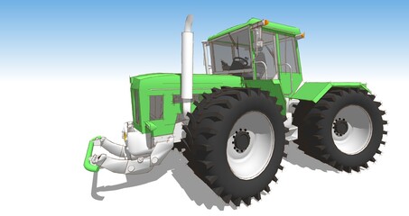 tractor graphic sketch 3d illustration	
