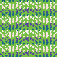 Simple glitch geometric seamless abstract pattern with playful woven summer color. Bright whimsical gender neutral bold irregular shape textile Cotton effect background. 