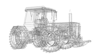 tractor graphic sketch 3d illustration	