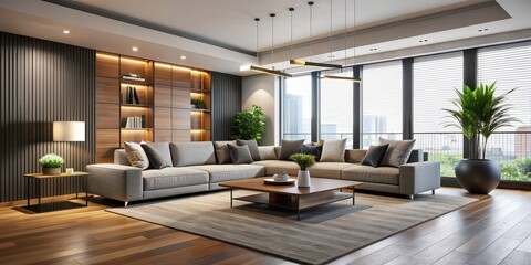 Sleek and modern living room with a minimalist aesthetic , minimalist, contemporary, interior design, clean, stylish