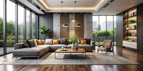 Sleek and modern living room with a minimalist aesthetic , minimalist, contemporary, interior design, clean, stylish