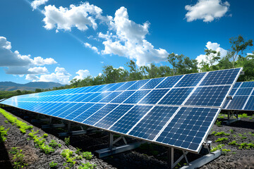 instalación de paneles solares en el campo