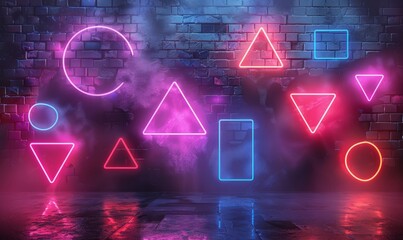 Neon geometric shapes background