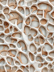 White plastic material with an intricate cutout pattern in brown and beige colors