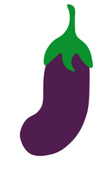 Eggplant Element. Summer vegetable. Vegan raw. Vegetarian food. Farm market product. Vector flat illustration.