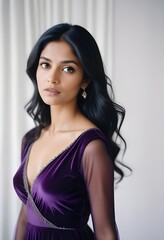 Naklejka premium Beautiful and elegant female front view photo, beauty wallpaper