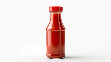 A white background with an isolated sauce bottle