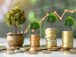 Coin Stacking and Tree Growth Symbolizing Slow and Steady Financial Stability