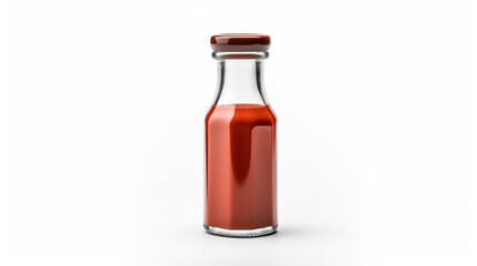 A white background with an isolated sauce bottle