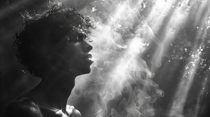 Fototapeta premium Worried Man in Black and White Photography