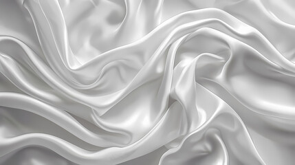 Obraz premium Close-up of flowing white silk fabric with smooth, luxurious texture and elegant folds.