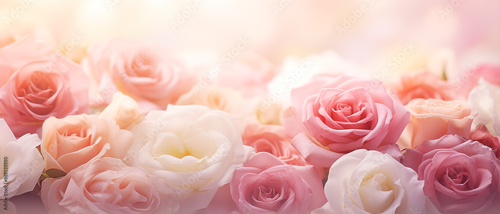 Poster Romantic Pink and White Rose Bouquet