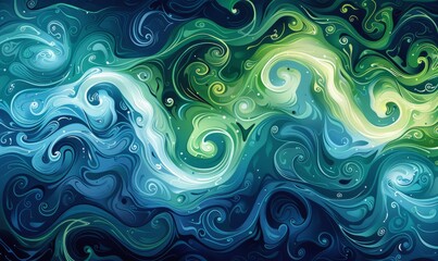 Obraz premium Abstract blue and green swirl pattern