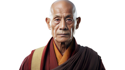 Obraz premium Thai elderly man alone against a stark white background