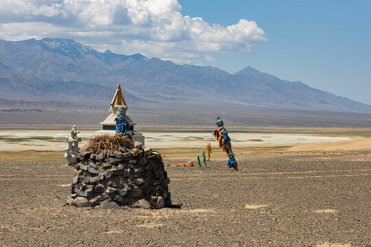 Ovoo in Central Mongolia, a lucky charm for travelers and nomads