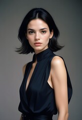 Naklejka premium Beautiful and elegant female front view photo, beauty wallpaper