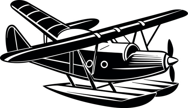 recommend clip art: sea plane silhouette vector illustration Design on a white background
                    