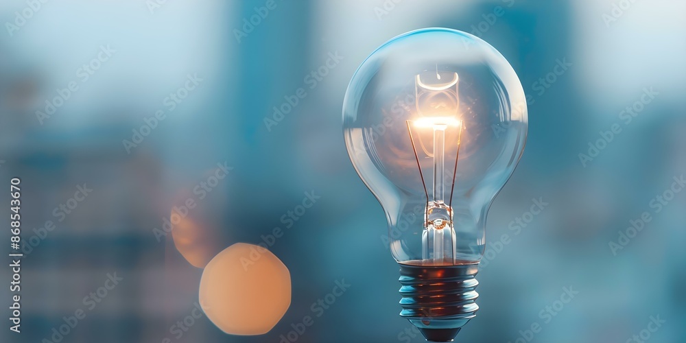 Poster illuminated image of a light bulb representing digital innovation with a futuristic touch. concept d