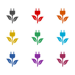 Eco power icon isolated on white background. Set icons colorful