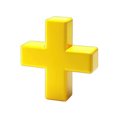 Obraz premium Yellow plus sign 3d isolated on transparent background
