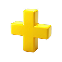 Obraz premium Yellow plus sign 3d isolated on transparent background
