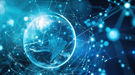 Fototapeta premium Abstract network concept with world globe 