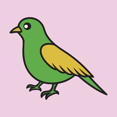 Vibrant Bird Vector Illustration on Fresh Green Background.
