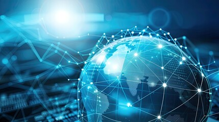 Obraz premium Abstract network concept with world globe 