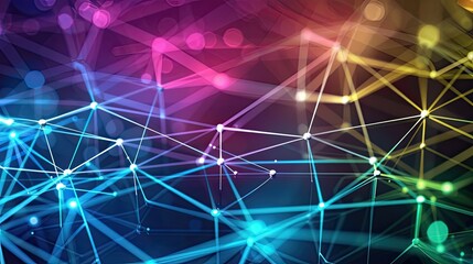 Abstract digital technology background with network colorful connection lines 