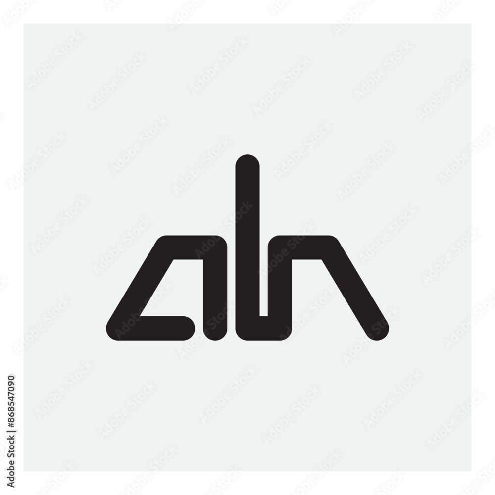 Poster logo is in the shape of a pyramid. a and h logotype. ah - initials, monogram. design element or icon