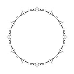 Abstract Black Simple Line Round Circle With Leaf Leaves Frame Flowers Doodle Outline Element Vector Design Style Sketch Isolated Illustration For Wedding And Banner