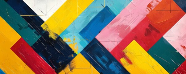 Fototapeta premium Colorful brushstrokes creating geometric patterns
