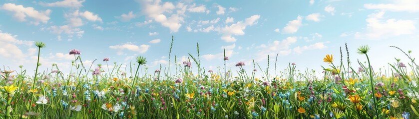 Peaceful meadow with wildflowers gentle breeze