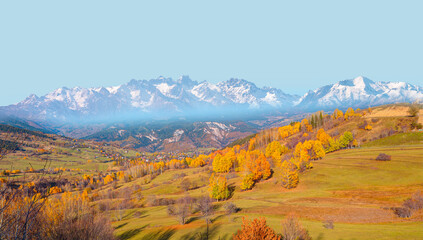 Beautiful autumn landscape with    Karcal mountain range - Savsat, Turkey
